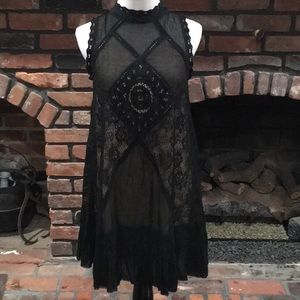 Free People Angel lace dress in black size small